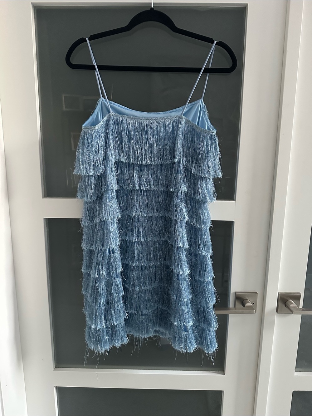 Zara Light Blue Layered Fringe Mini Dress - Picture 3 of 3